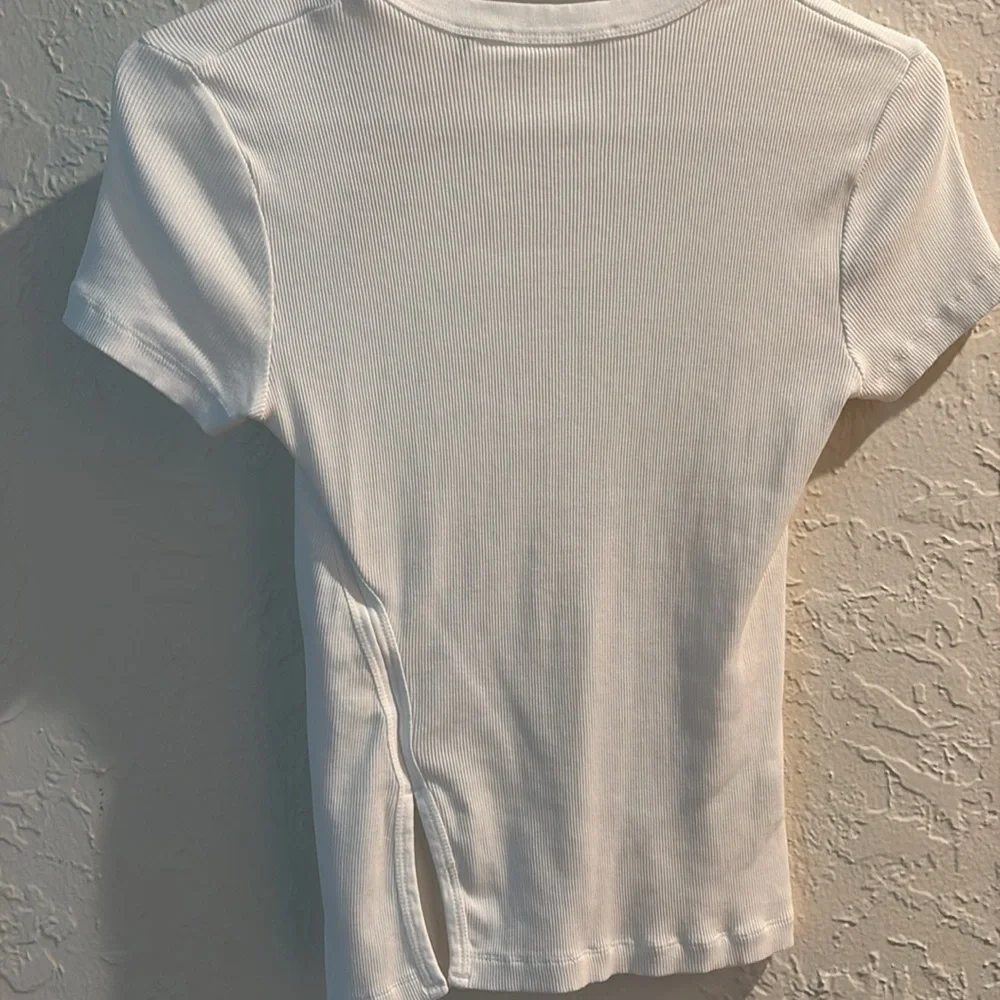 Helmut Lang ribbed white cotton tee - Picture 3 of 3